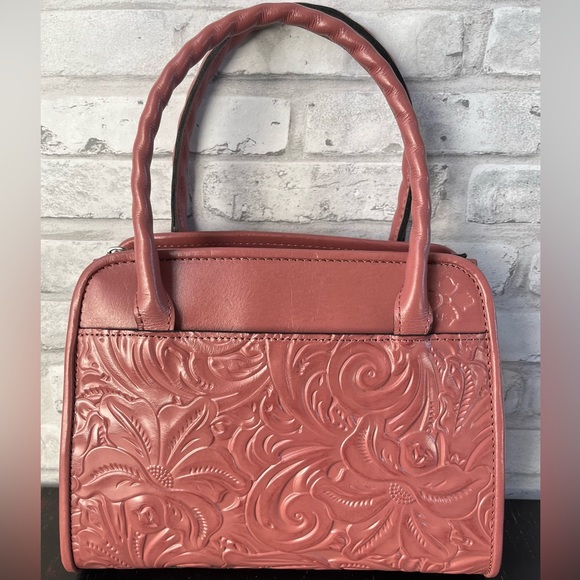 Patricia Nash Handbags - PATRICIA NASH Tooled Leather Paris Twisted Rope Handle Satchel in Old Rose NWT